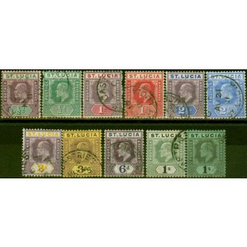 St Lucia 1904-09 Set of 11 to 1s SG64-75 Ex SG73 Good Used CV £128