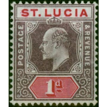 St Lucia 1904 1d Dull Purple & Carmine SG66b Chalk Fine MM 