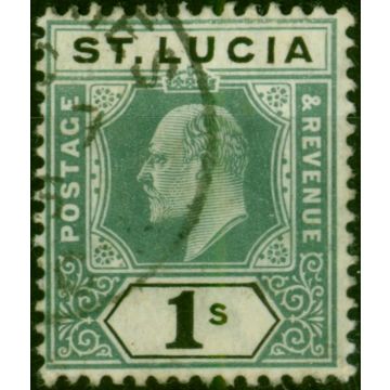 St Lucia 1905 1s Green & Black SG74 Fine Used 