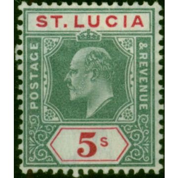 St Lucia 1905 5s Green & Carmine SG76 Fine LMM 