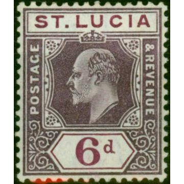 St Lucia 1905 6d Dull Purple & Violet SG72b Chalk Fine MM (4)