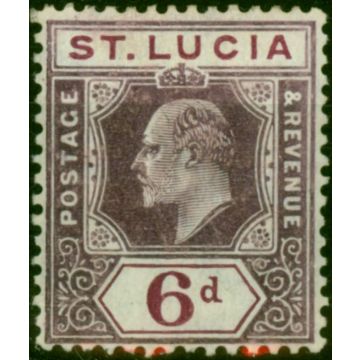 St Lucia 1905 6d Dull Purple & Violet SG72b Chalk Fine MM (2) 