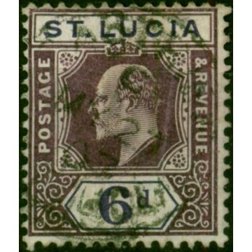 St Lucia 1907 6d Dull Purple & Bright Purple SG72ba Good Used 