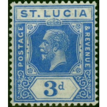 St Lucia 1922 3d Bright Blue SG99 Fine LMM 