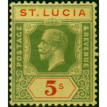St Lucia 1923 5s Green & Red-Pale Yellow SG105 Fine & Fresh LMM 