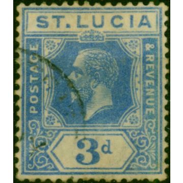 St Lucia 1924 3d Dull Blue SG99a Good Used 