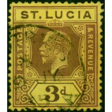 St Lucia 1926 3d Purple-Pale Yellow SG100 Fine Used