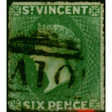 St Vincent 1862 6d Deep Green SG4 Good Used
