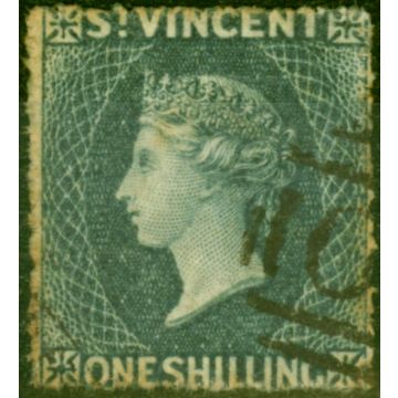 St Vincent 1866 1s Slate-Grey SG9 Good Used 