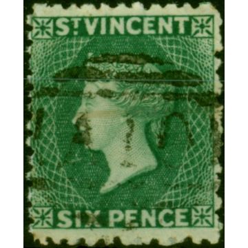 St Vincent 1868 6d Deep Green SG7 Fine Used Stamp