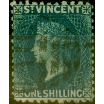 St Vincent 1869 1s Indigo SG13 Fine Used Stamp