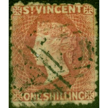 St Vincent 1872 1s Deep Rose Red SG17 Fine Used