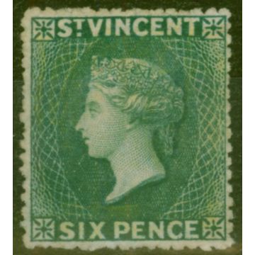 St Vincent 1873 6d Dull Blue-Green SG19 P.15 Wmk Sideways Fine Unused Scarce CV £2000
