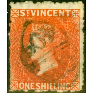 St Vincent 1877 1s Vermilion SG24 Good Used