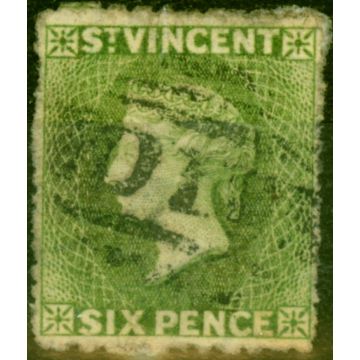 St Vincent 1877 6d Pale-Green SG23 Fine Used Stamp