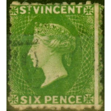 St Vincent 1880 6d Bright Green SG30 Fine Used (2)