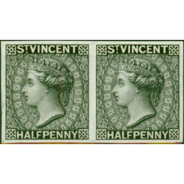 St Vincent 1881 1/2d Black Imperf Plate Proof Horizontal Pair Fine & Fresh Mint