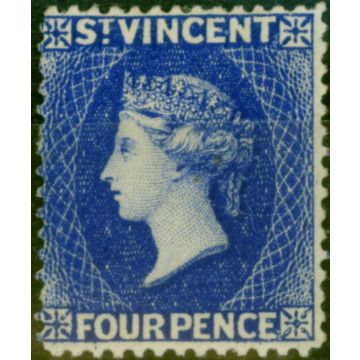 St Vincent 1882 4d Dull Ultramarine SG41a Wmk Reversed Fine & Fresh Mtd Mint
