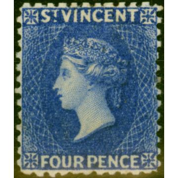 St Vincent 1883 4d Ultramarine-Blue SG43x Wmk Reversed Fine Mtd Mint