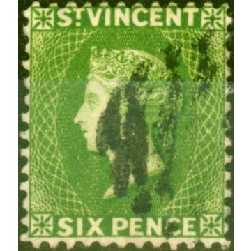 St Vincent 1883 6d Bright Green SG44 Fine Used