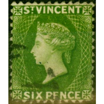 St Vincent 1883 6d Bright Green SG44 P.12 Fine Used 