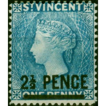 St Vincent 1889 2 1/2d on 1d Milky Blue SG49 Fine LMM 