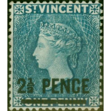 St Vincent 1890 2 1/2d on 1d Grey-Blue SG55 Fine MM