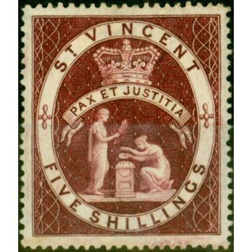 St Vincent 1893 5s Brown-Lake SG53b Very Fine Mtd Mint