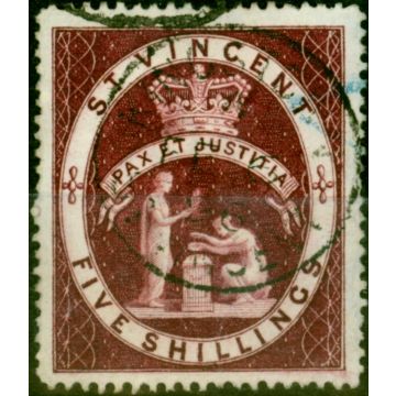 St Vincent 1893 5s Brown-Lake SG53b Very Fine Used