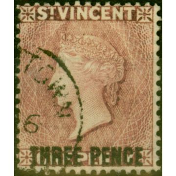 St Vincent 1897 3d on 1d Red-Mauve SG63a Fine Used