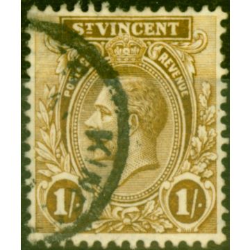 St Vincent 1921 1s Bistre-Brown SG138 Fine Used Stamp