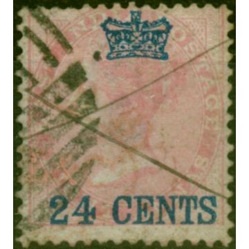 Straits Settlements 1867 24c on 8a Rose SG8 Good Used Stamp