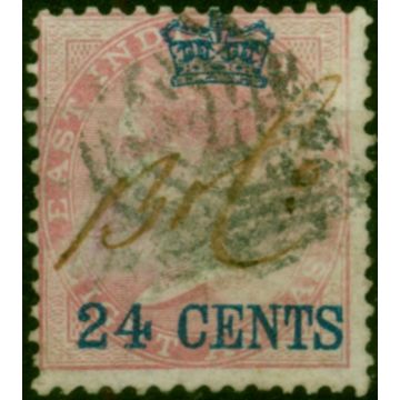 Straits Settlements 1867 24c on 8a Rose SG8 Good Used (2)