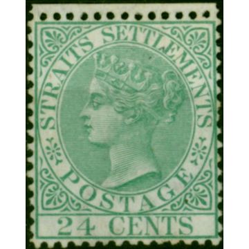 Straits Settlements 1867 24c Yellow-Green SG16a Fine & Fresh Unused 