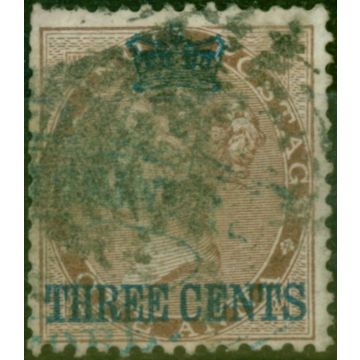 Straits Settlements 1867 3c on 1a Deep Brown SG3 Good Used
