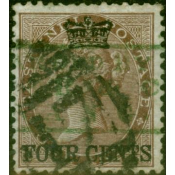 Straits Settlements 1867 4c on 1a Deep Brown SG4 Fine Used with Chop