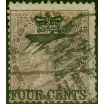 Straits Settlements 1867 4c on 1a Deep Brown SG4 Good Used