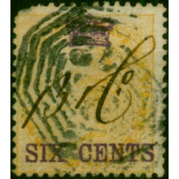 Straits Settlements 1867 6c oin 2a Yellow SG5 Ave Used 