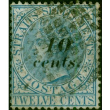Straits Settlements 1880 10c on 12c Blue SG45a Fine Used 