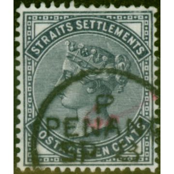 Straits Settlements 1882 10c Slate SG49 Fine Used 'Penang' CDS