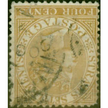 Straits Settlements 1883 4c Pale Brown SG64w Wmk Inverted Good Used