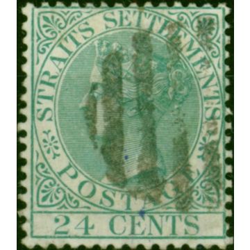 Straits Settlements 1884 24c Blue-Green SG68a Fine Used