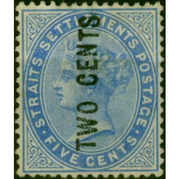 Straits Settlements 1884 2c on 5c Blue SG76 Fine Unused 