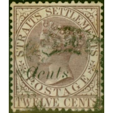 Straits Settlements 1884 8 on 12c Brown-Purple SG75 Fine Used