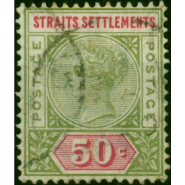 Straits Settlements 1892 50c Olive-Green & Carmine SG104 Fine Used 