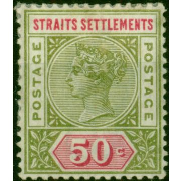 Straits Settlements 1892 50c Olive-Green & Carmine SG104 Good MM