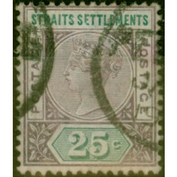 Straits Settlements 1894 25c Purple-Brown & Green SG103 Good Used