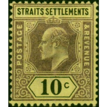 Straits Settlements 1902 10c Purple & Black-Yellow SG115 Fine LMM 