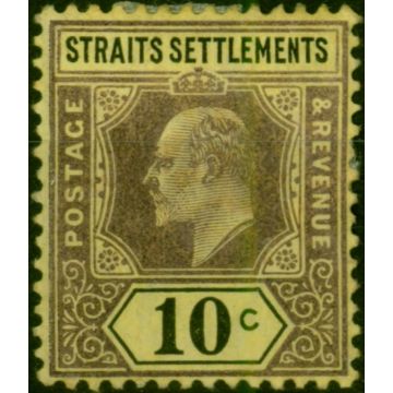 Straits Settlements 1902 10c Purple & Black-Yellow SG115 Fine MM 
