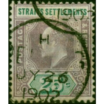 Straits Settlements 1902 25c Dull Purple & Green SG116 Fine Used (2)